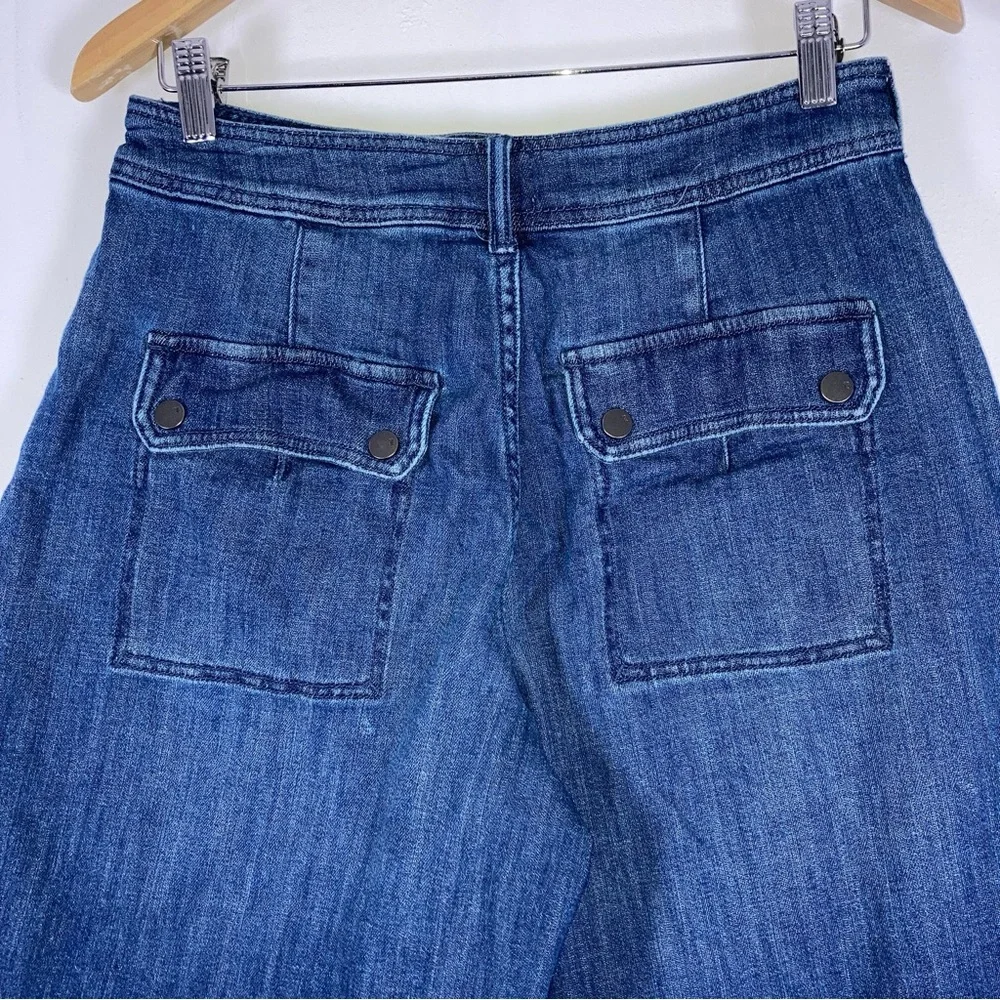 Pilcro Anthropologie Wide Leg Crop Culotte Jeans Sz 27  Denim High Rise Pockets - Picture 4 of 16